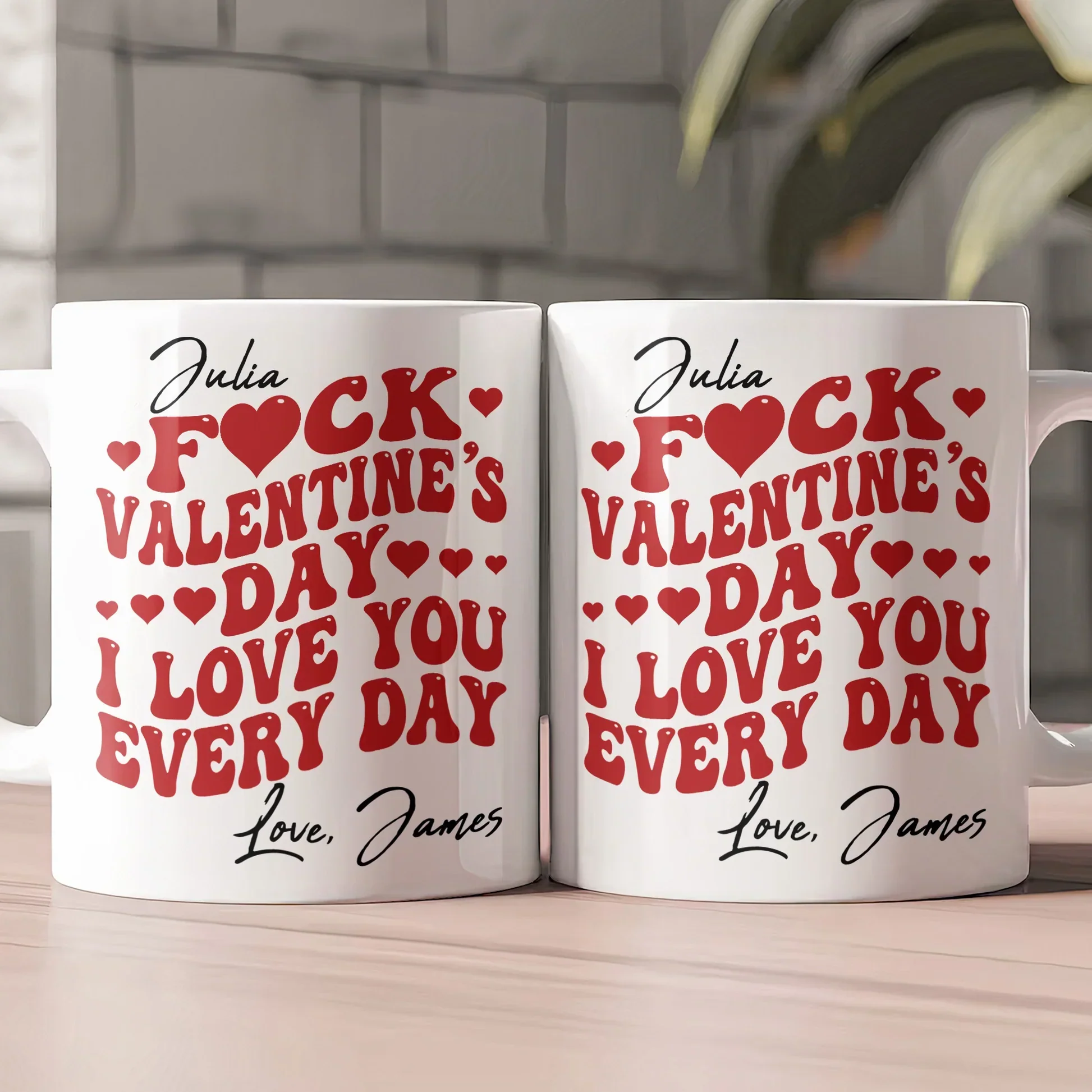 Personalized White Ceramic Mug Retro Love Quote Valentine's Day Gift - Custom Name Funny Cute Hearts Design for Girlfriend Wife - Image 2