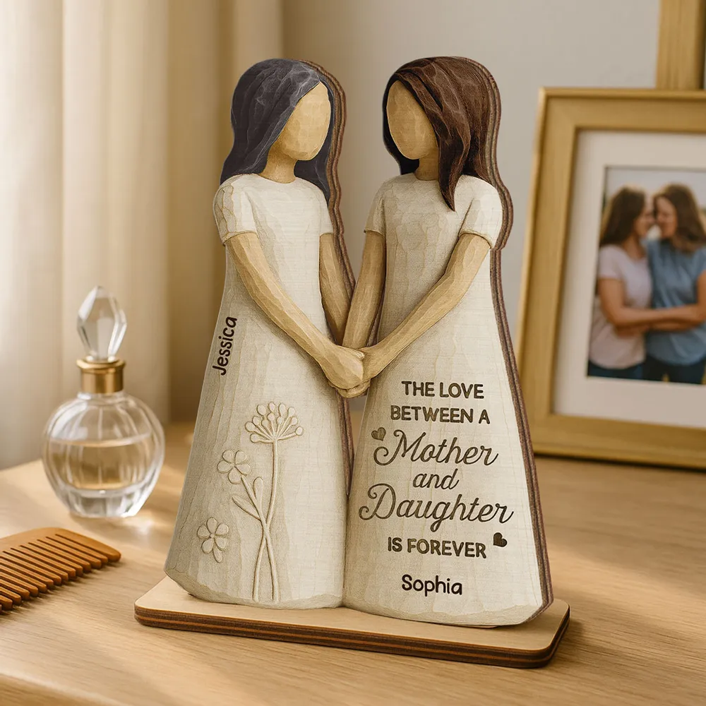 Mother and Daughter Forever Keepsake Wooden Plaque, Personalized Rustic Home Decor, Thoughtful Unique Gift for Mom from Daughter - Image 3