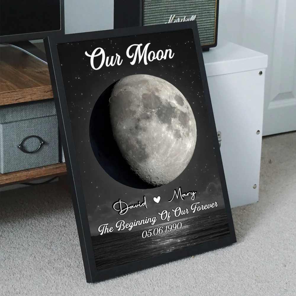 Personalized Our Moon Poster Custom Night Sky Wall Art, Romantic Keepsake Decor, Unique Gift for Couple - Image 2
