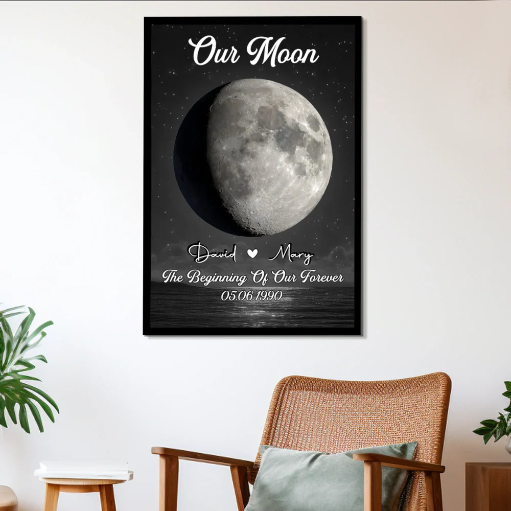 Personalized Our Moon Poster Custom Night Sky Wall Art, Romantic Keepsake Decor, Unique Gift for Couple - Image 5