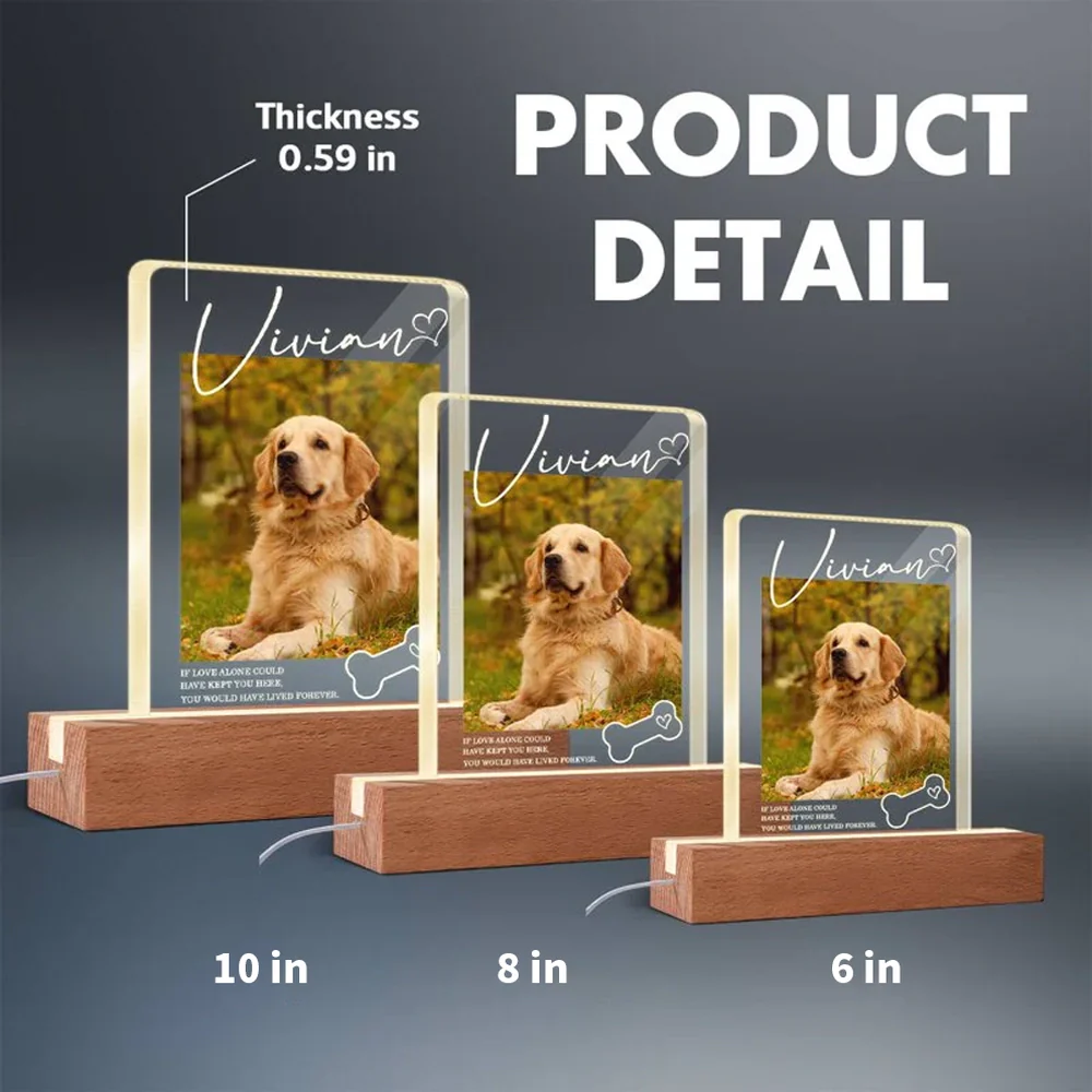 Personalized Pet Memorial Block LED Light Plaque with Custom Photo and Name - Warm Night Light Unique Gift for Dog Lovers - Image 4