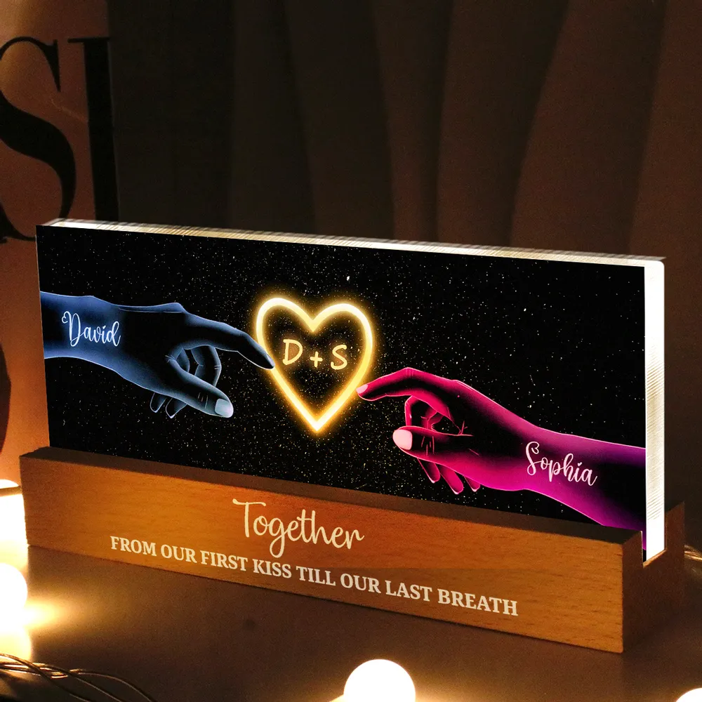 Personalized Block LED Light Plaque with Couple Hands & Glowing Heart, Romantic Bedside Decor, Unique Gift for Couples - Image 5