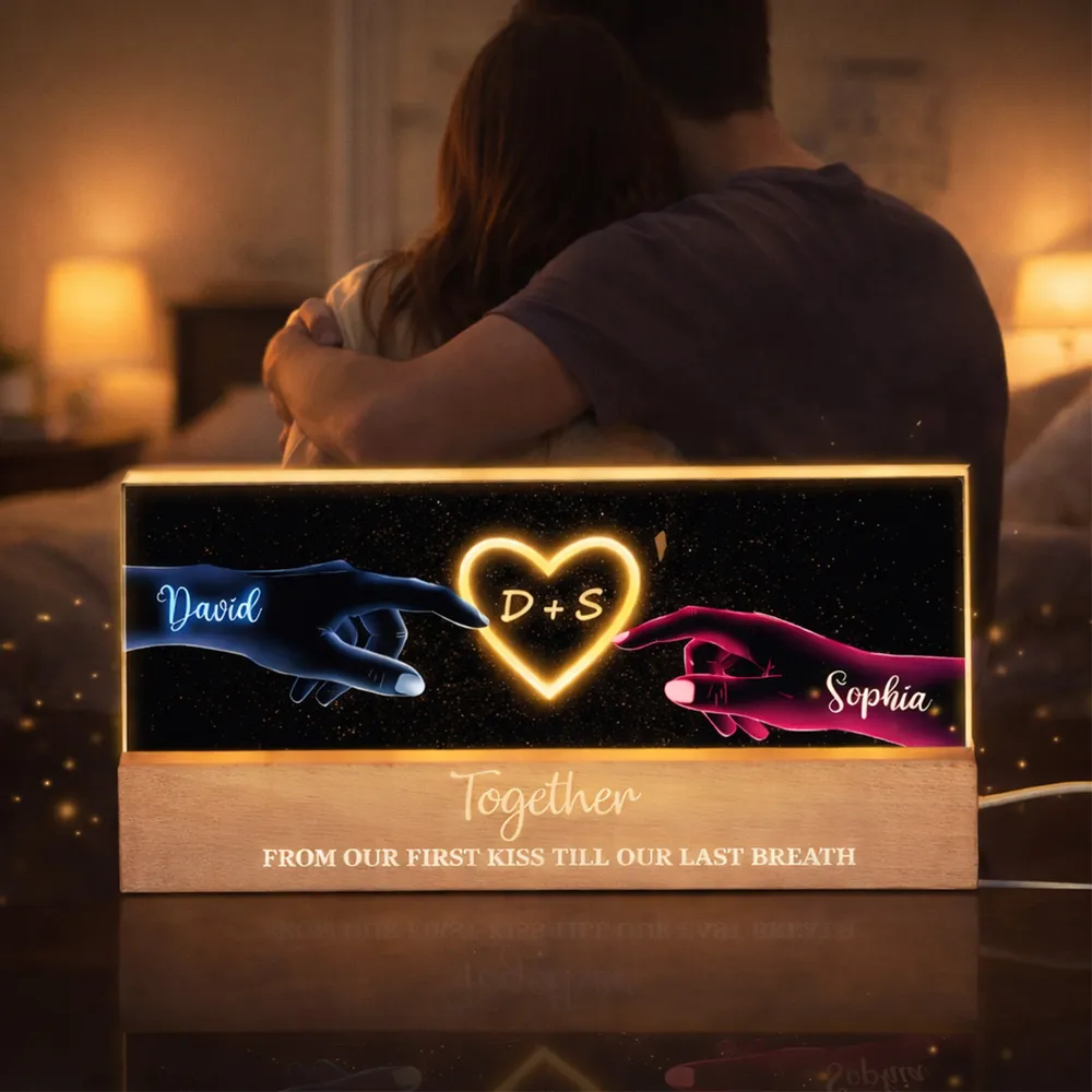 Personalized Block LED Light Plaque with Couple Hands & Glowing Heart, Romantic Bedside Decor, Unique Gift for Couples - Image 6