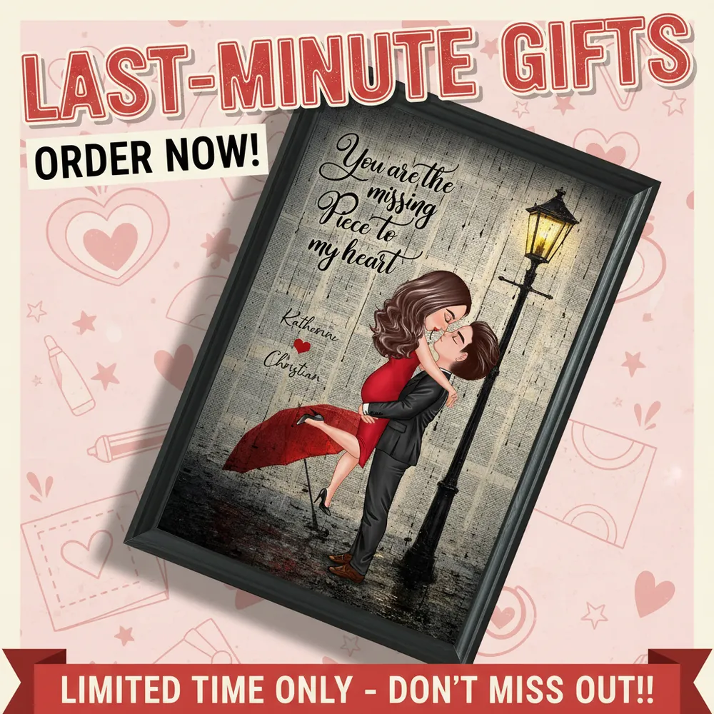 Personalized Couple Hugging Under Street Lamp Poster, Vintage Romance Wall Art, Unique Gift for Couples - Image 6