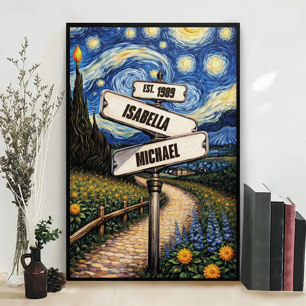 Personalized Couple Poster with Starry Night Signpost Scene, Unique Romantic Gift for Your Partner - Image 3