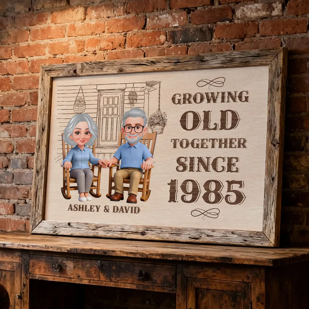 Personalized Couple Poster, Growing Old Together Rocking Chairs Wall Art, Unique Anniversary Gift for Husband & Wife - Image 3