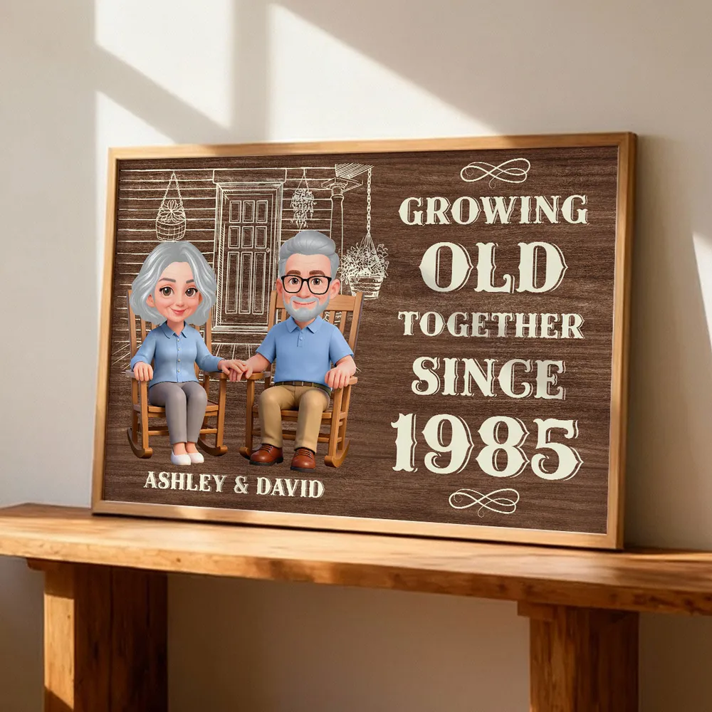 Personalized Couple Poster, Growing Old Together Rocking Chairs Wall Art, Unique Anniversary Gift for Husband & Wife - Image 6