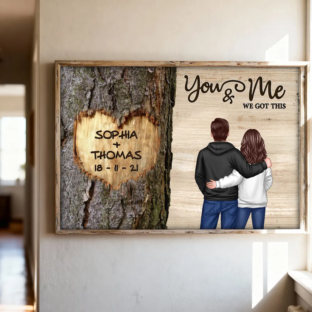 Personalized Couple Back View Poster, You & Me We Got This Tree Heart Wall Art, Unique Romantic Gift for Him or Her - Image 3
