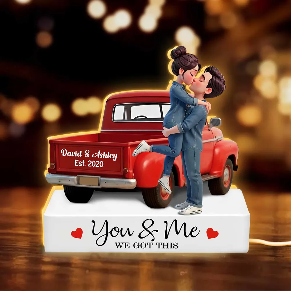You & Me We Got This Acrylic Light Box Warm Glow Kissing Couple in Pickup Truck Scene A Sweet Custom Keepsake Gift - Image 3