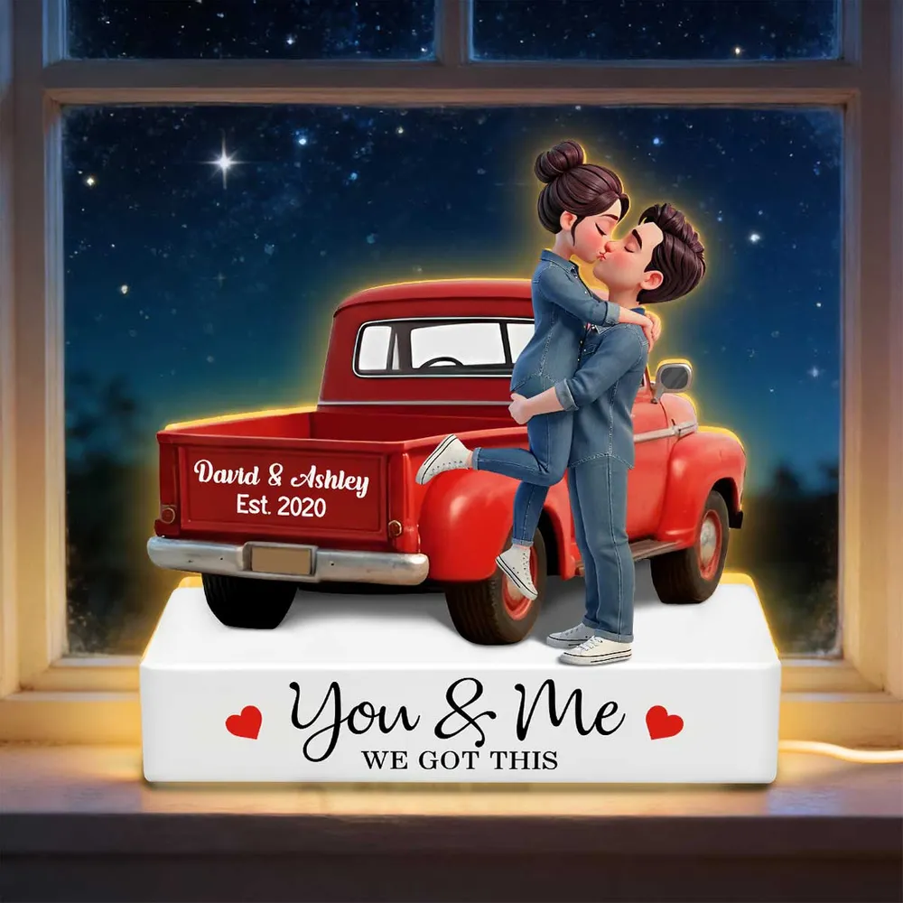 You & Me We Got This Acrylic Light Box Warm Glow Kissing Couple in Pickup Truck Scene A Sweet Custom Keepsake Gift - Image 5