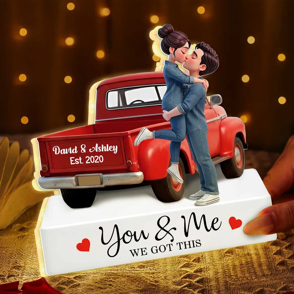 You & Me We Got This Acrylic Light Box Warm Glow Kissing Couple in Pickup Truck Scene A Sweet Custom Keepsake Gift - Image 6