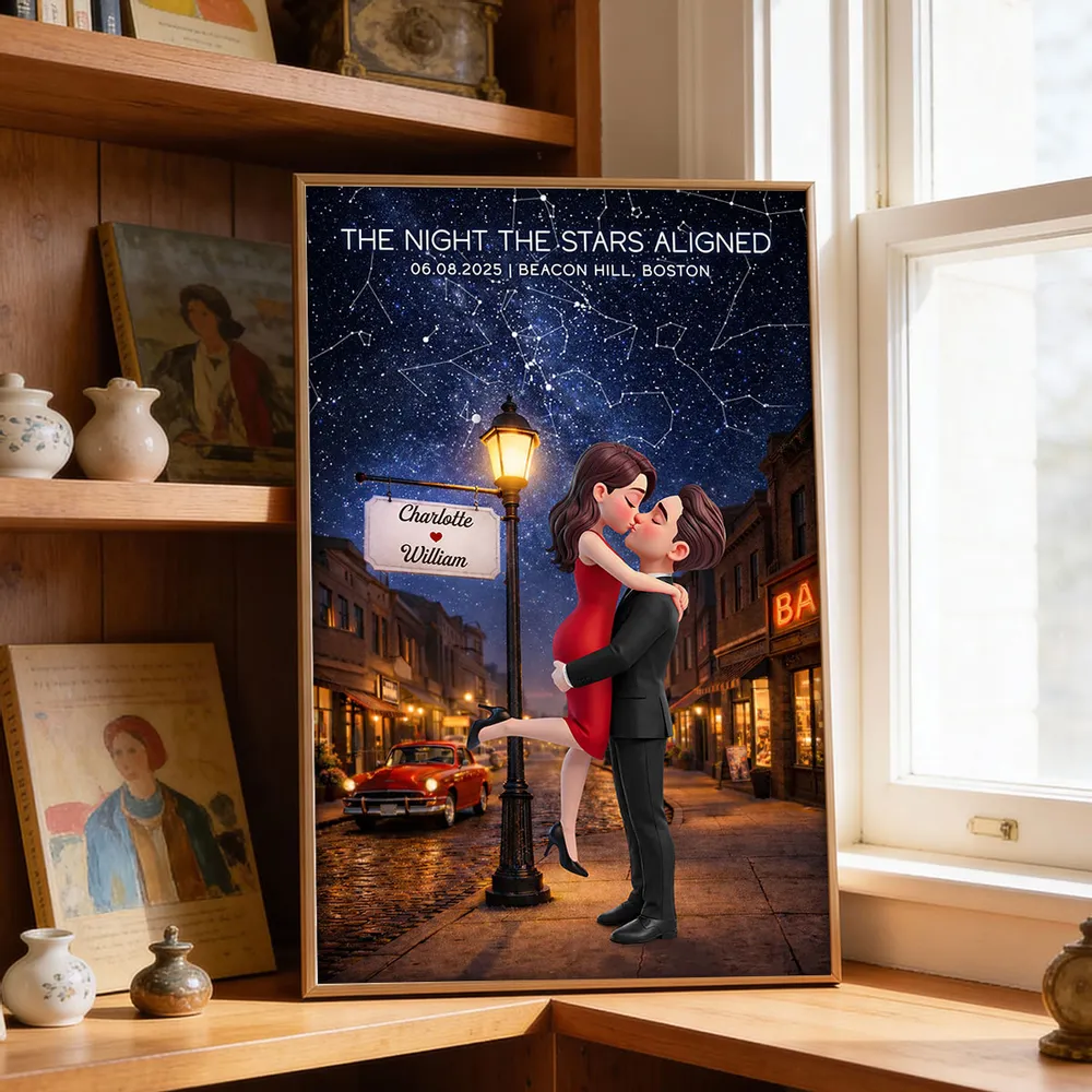Personalized Star Map Couple Kissing Poster for Anniversary Decor, Night the Stars Aligned, Unique Gift for Couple - Image 3