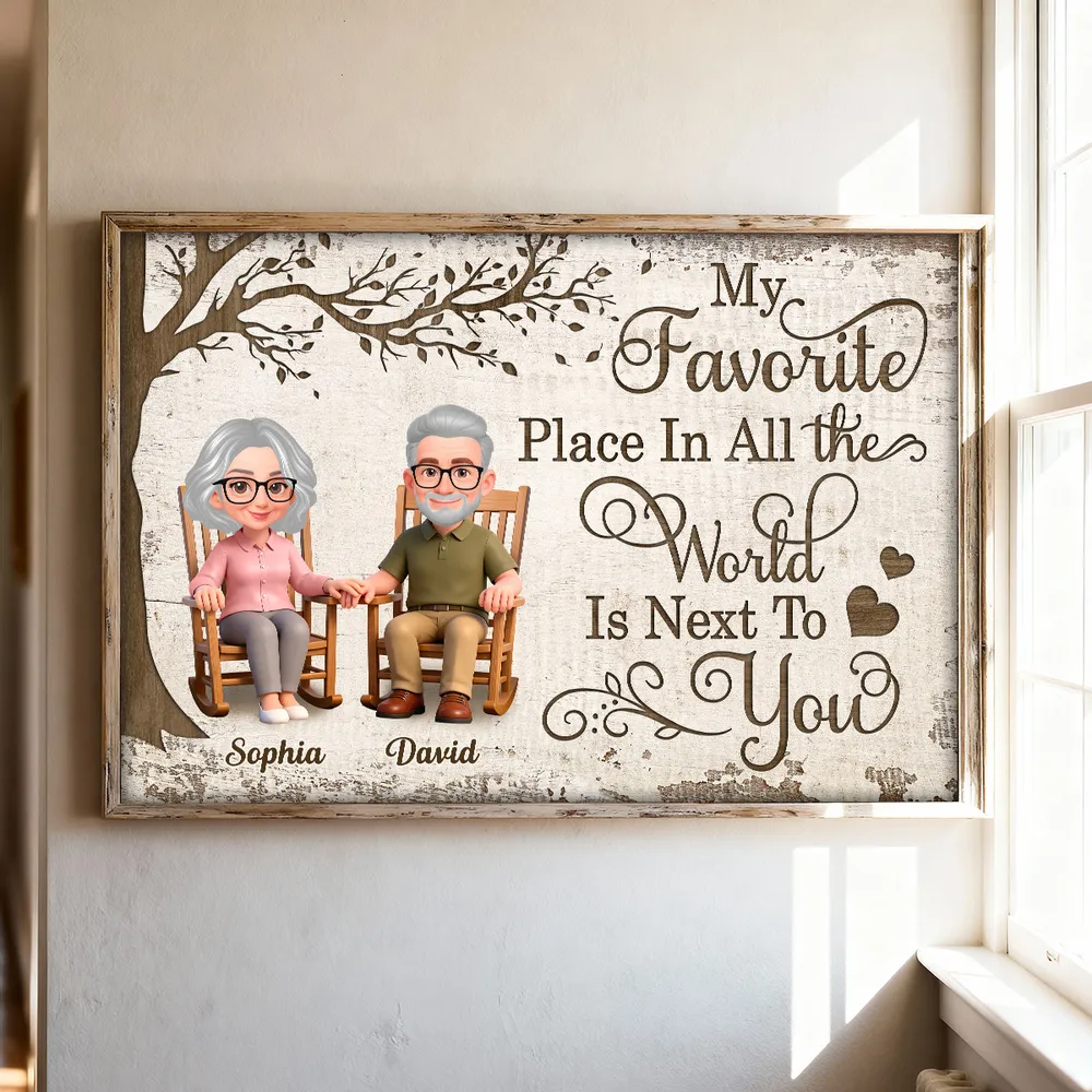 My Favorite Place Is Next To You Poster, Personalized Elder Couple Wall Decor with Hearts, Sweet Everyday Love Gift for Couple - Image 3