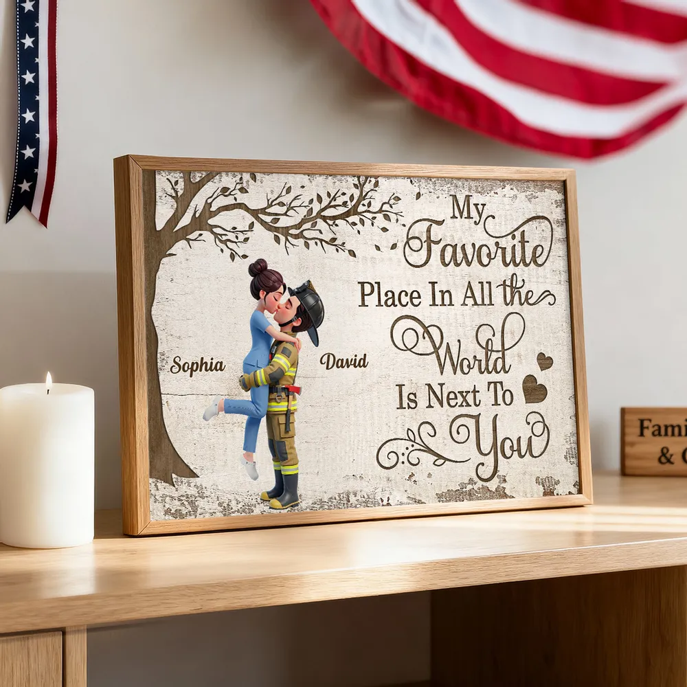 Personalized Couple Hugging Poster Wall Art Under Tree Romantic Home Decor - Unique Gift For Wife Or Husband - Image 2