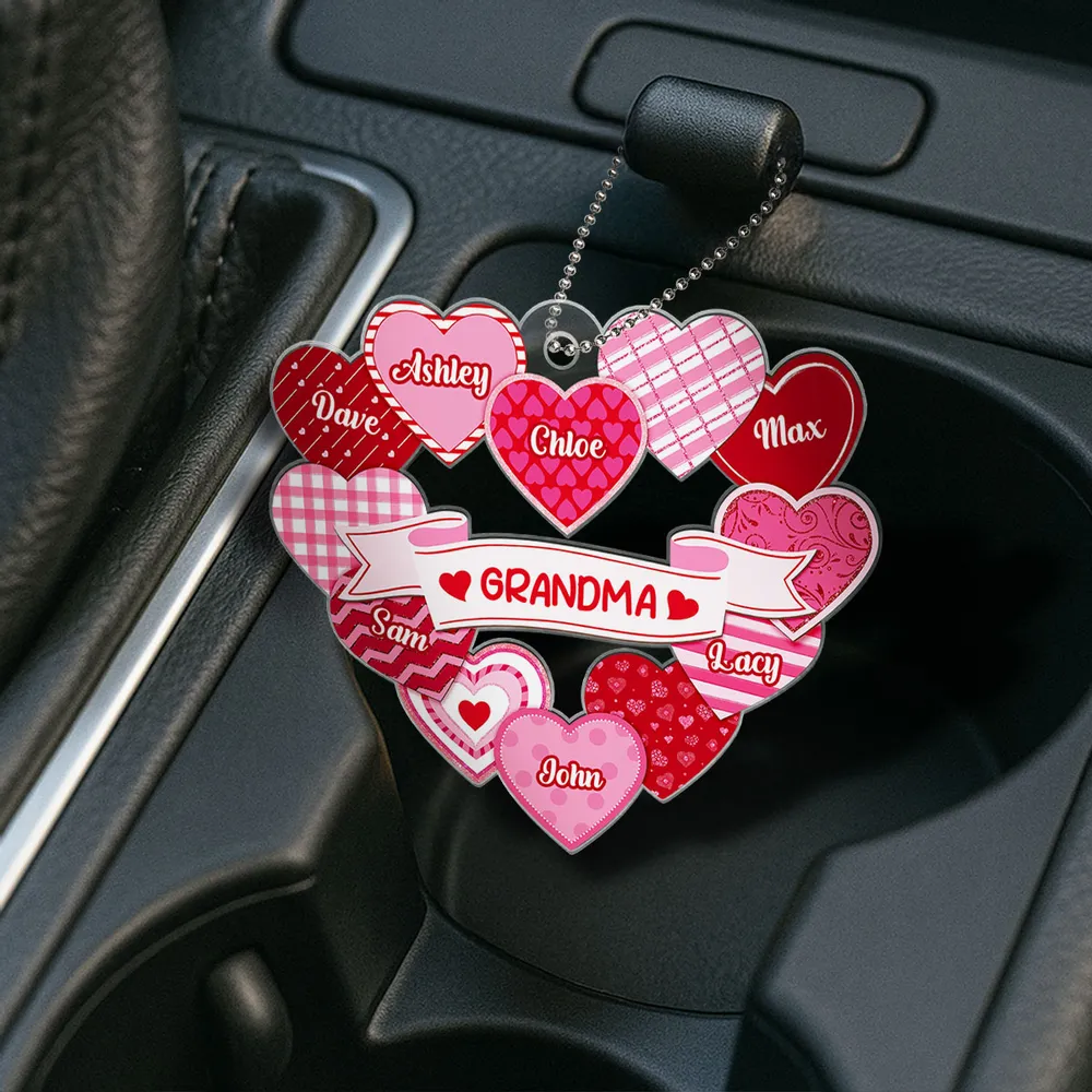 Grandma Sweethearts Acrylic Car Hanger, Personalized Heart Mirror Charm for Daily Smiles, Thoughtful Gift for Grandma - Image 2