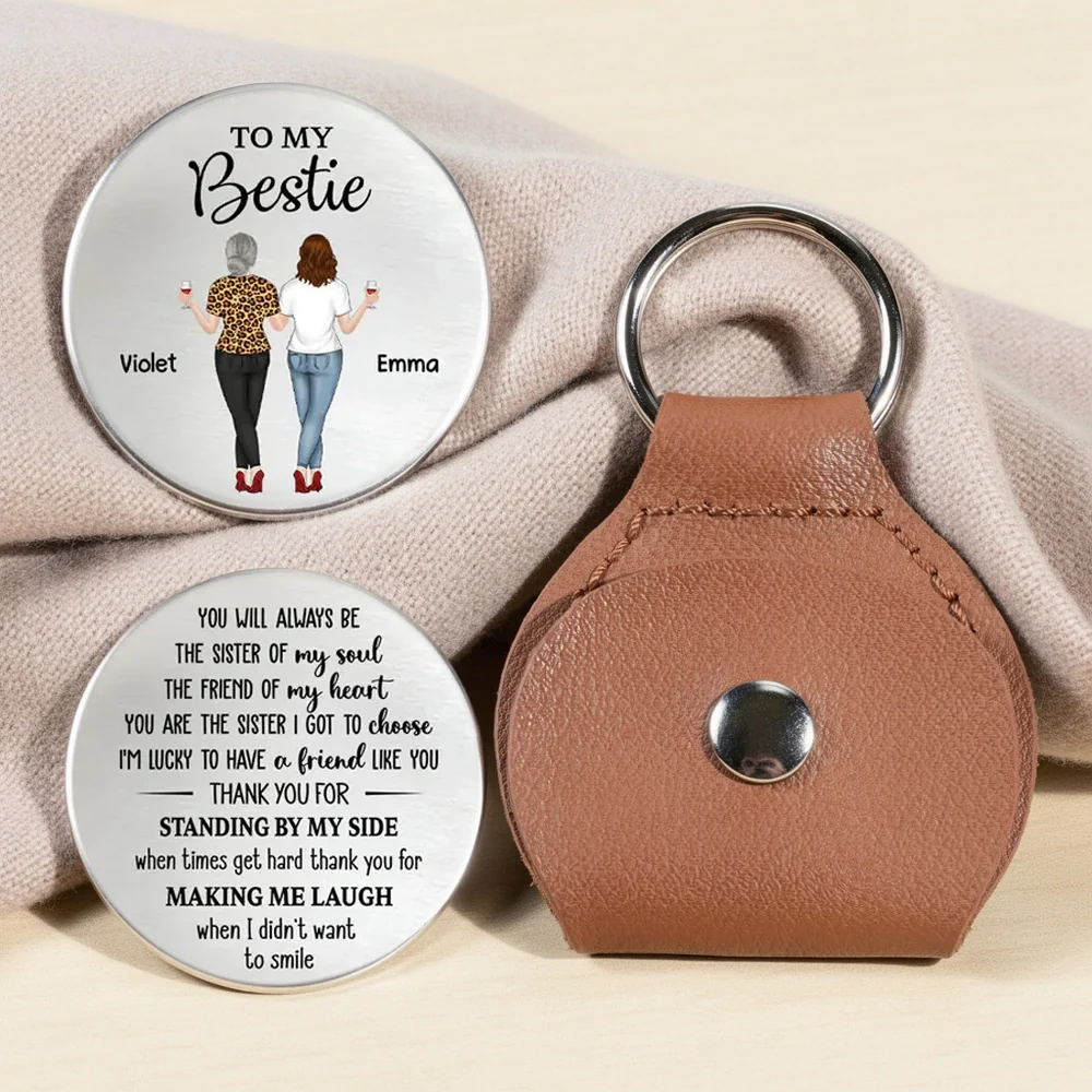 Pocket Hug Best Friend Keepsake with Soul Sister Quote, Personalized Unique Gift to Carry Daily Love and Support