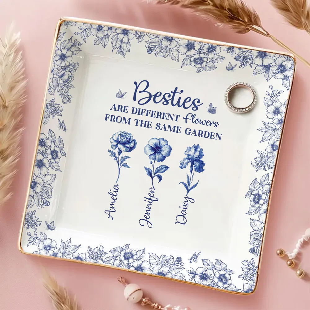 Personalized Sisters Jewelry Dish, Custom Floral Vanity Decor, Unique Gift for Sister, Sweet Daily Keepsake - Image 2