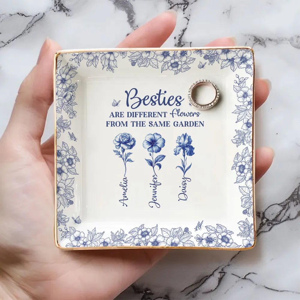Personalized Sisters Jewelry Dish, Custom Floral Vanity Decor, Unique Gift for Sister, Sweet Daily Keepsake - Image 3