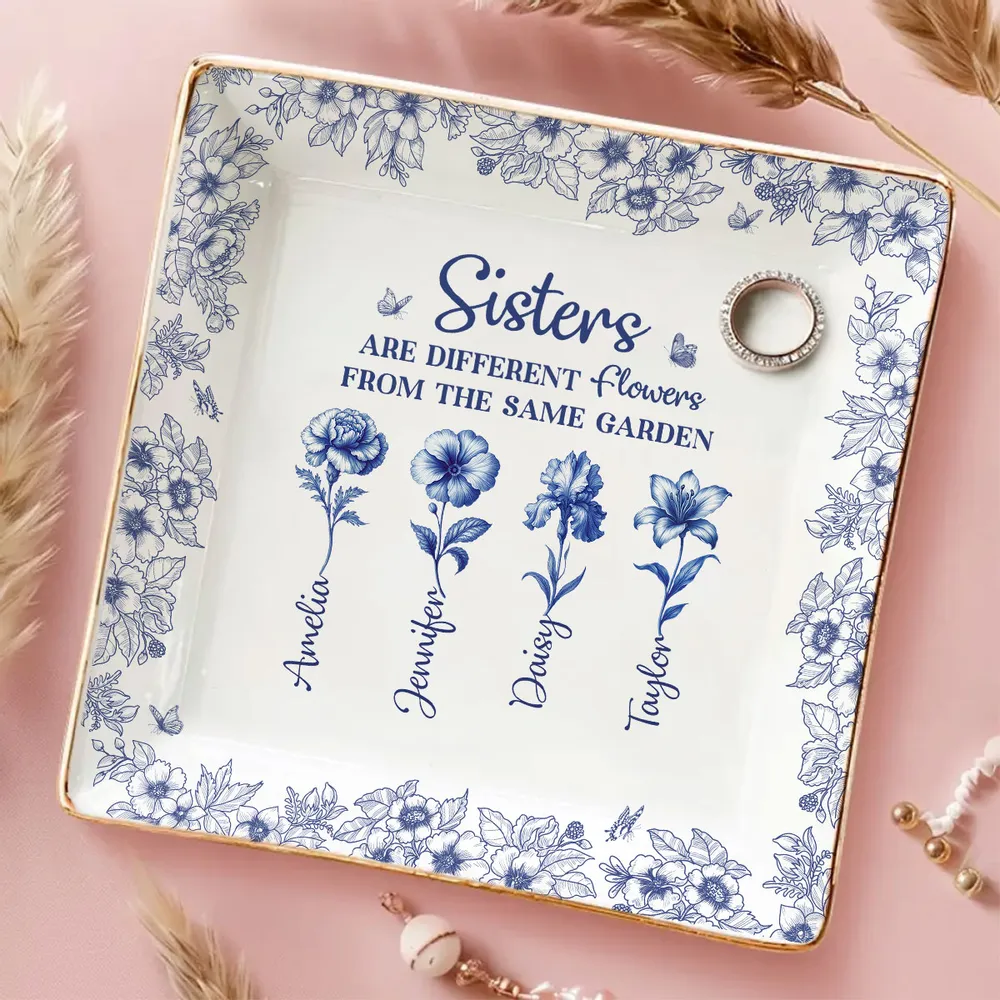 Personalized Sisters Jewelry Dish, Custom Floral Vanity Decor, Unique Gift for Sister, Sweet Daily Keepsake - Image 6
