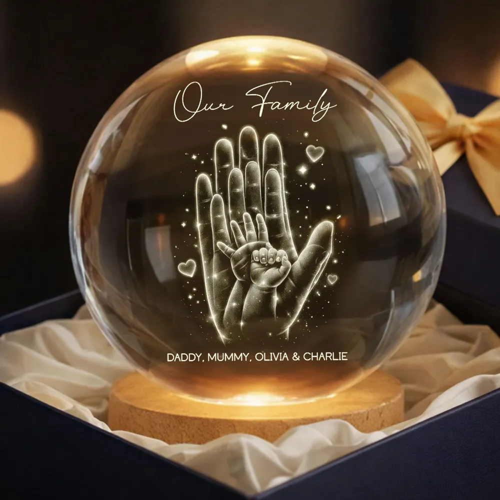 Personalized Crystal Ball LED Night Light with Family Handprint Glow, Cozy Nightstand Decor, Unique Gift for Mom & Dad - Image 7