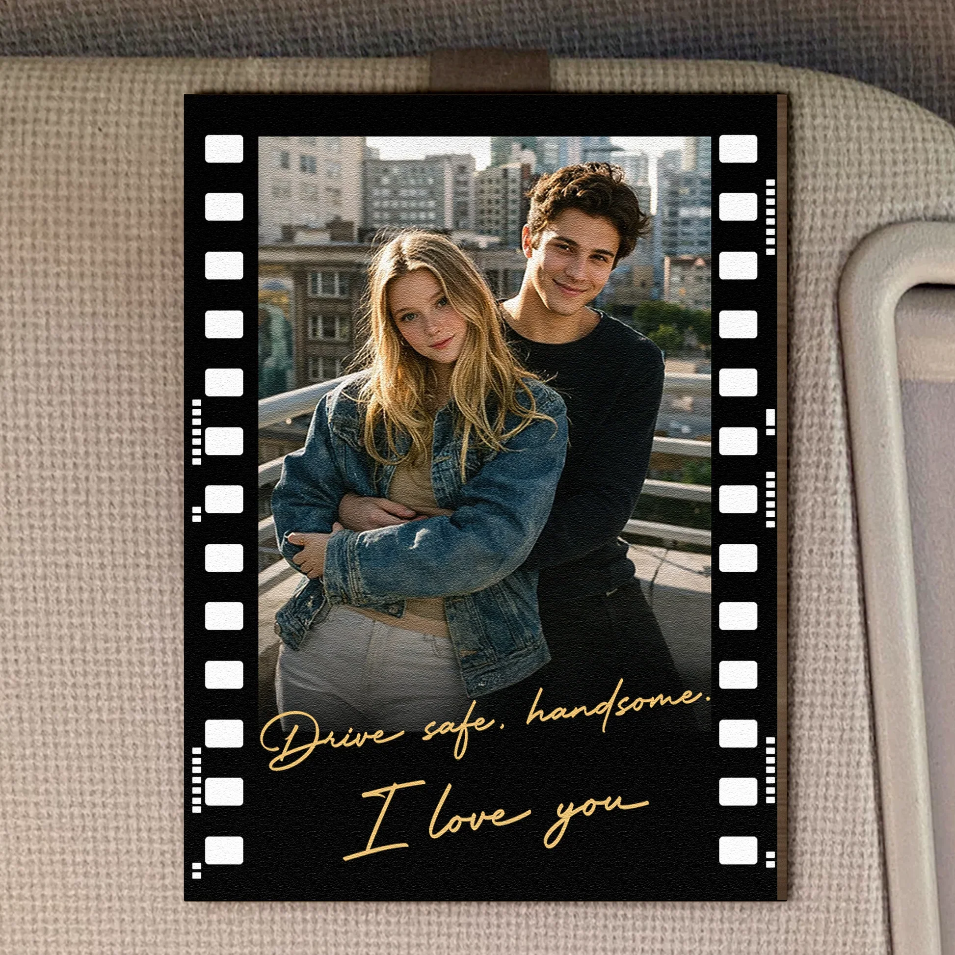 Wooden Car Hanger Personalized Photo Film Strip, Romantic Couple Keepsake for the Rearview Mirror, Thoughtful Gift for Partner - Image 2