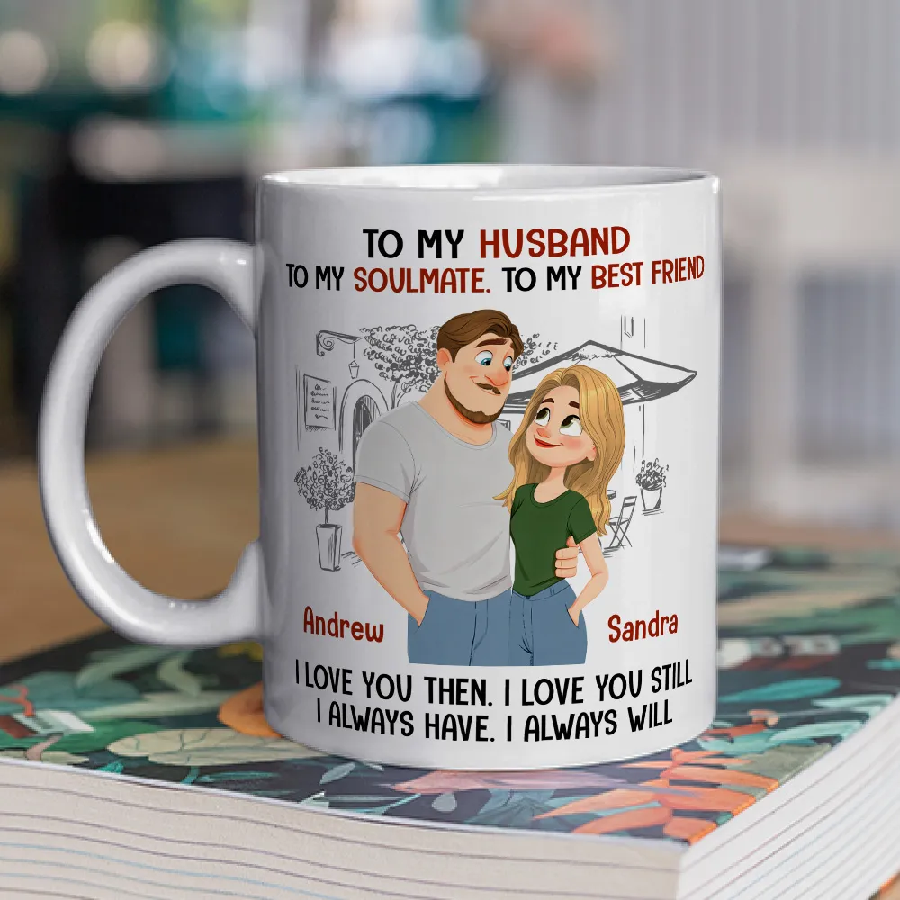 Personalized Ceramic Mug With Cute Couple Illustration, 'I Always Have I Always Will' Romantic Gift For Husband - Image 2