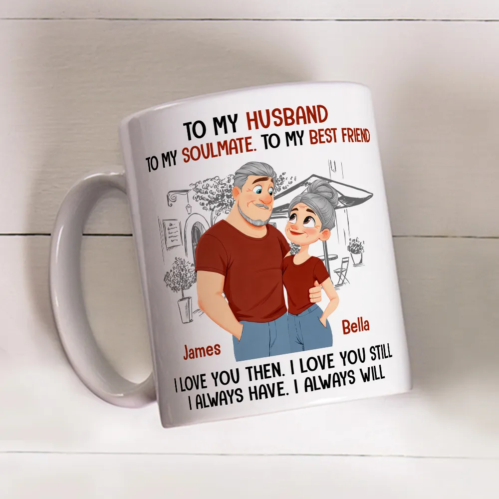 Personalized Ceramic Mug With Cute Couple Illustration, 'I Always Have I Always Will' Romantic Gift For Husband - Image 3