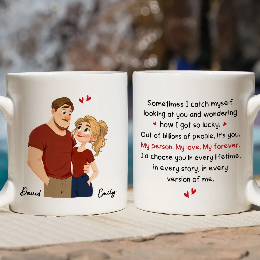 Personalized Couple Quote Ceramic Mug, Hugging Illustration for Morning Coffee, Unique Romantic Gift for Him or Her - Image 3