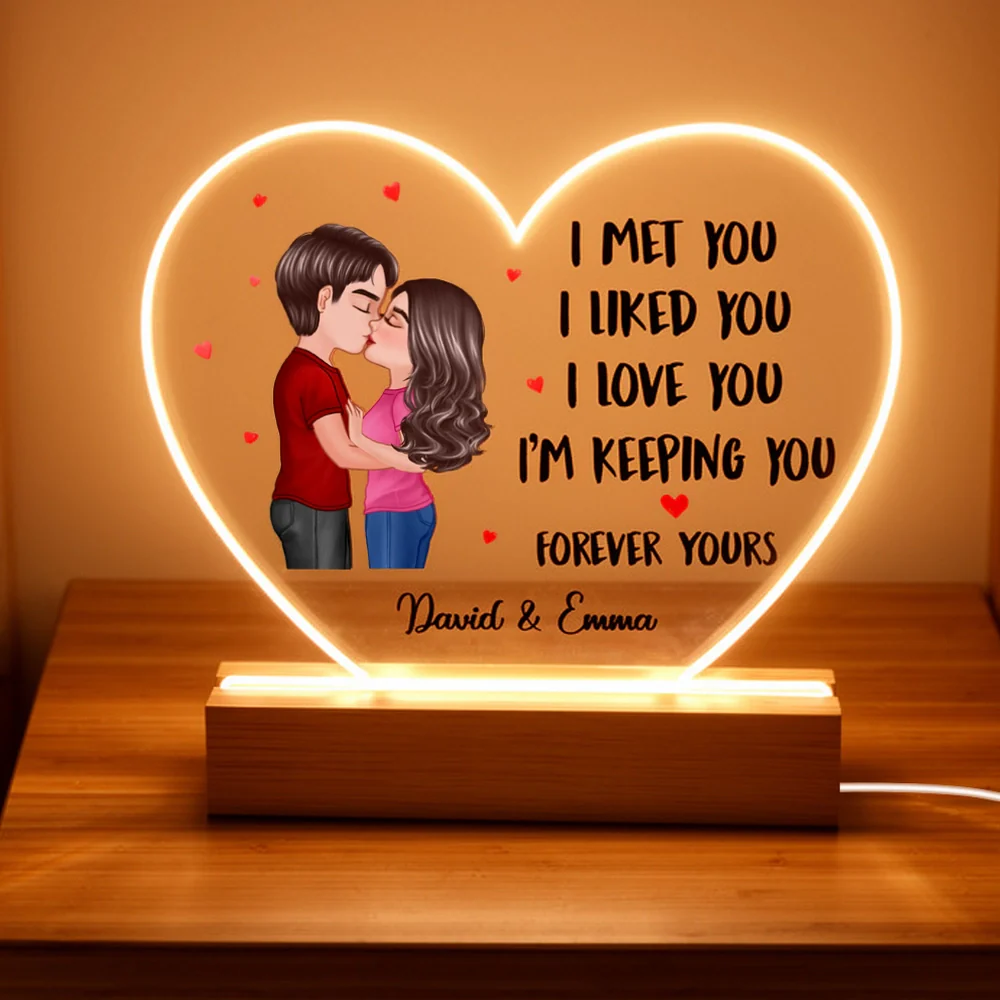 Personalized LED Light Plaque with Kissing Couple Illustration, Romantic Room Accent, Unique Gift for Wife or Husband - Image 2