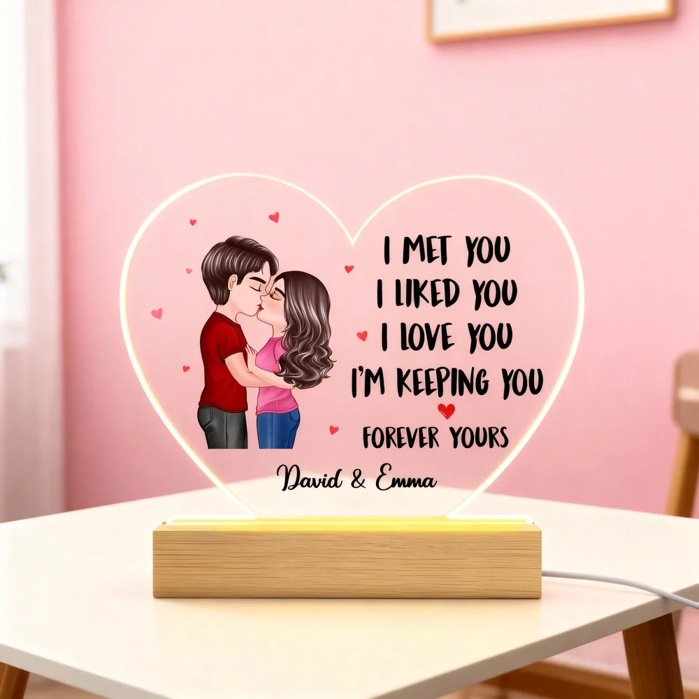 Personalized LED Light Plaque with Kissing Couple Illustration, Romantic Room Accent, Unique Gift for Wife or Husband - Image 3