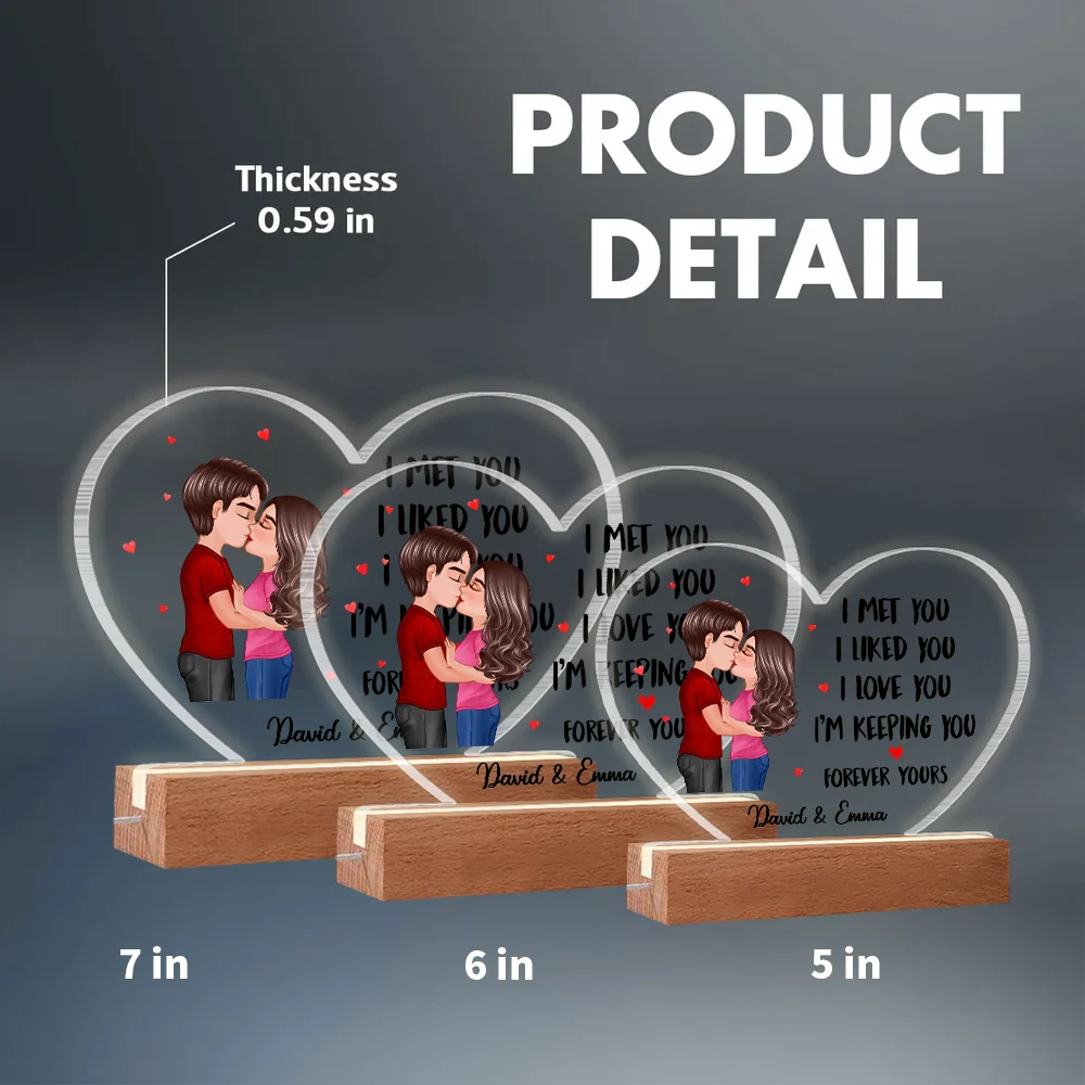 Personalized LED Light Plaque with Kissing Couple Illustration, Romantic Room Accent, Unique Gift for Wife or Husband - Image 4
