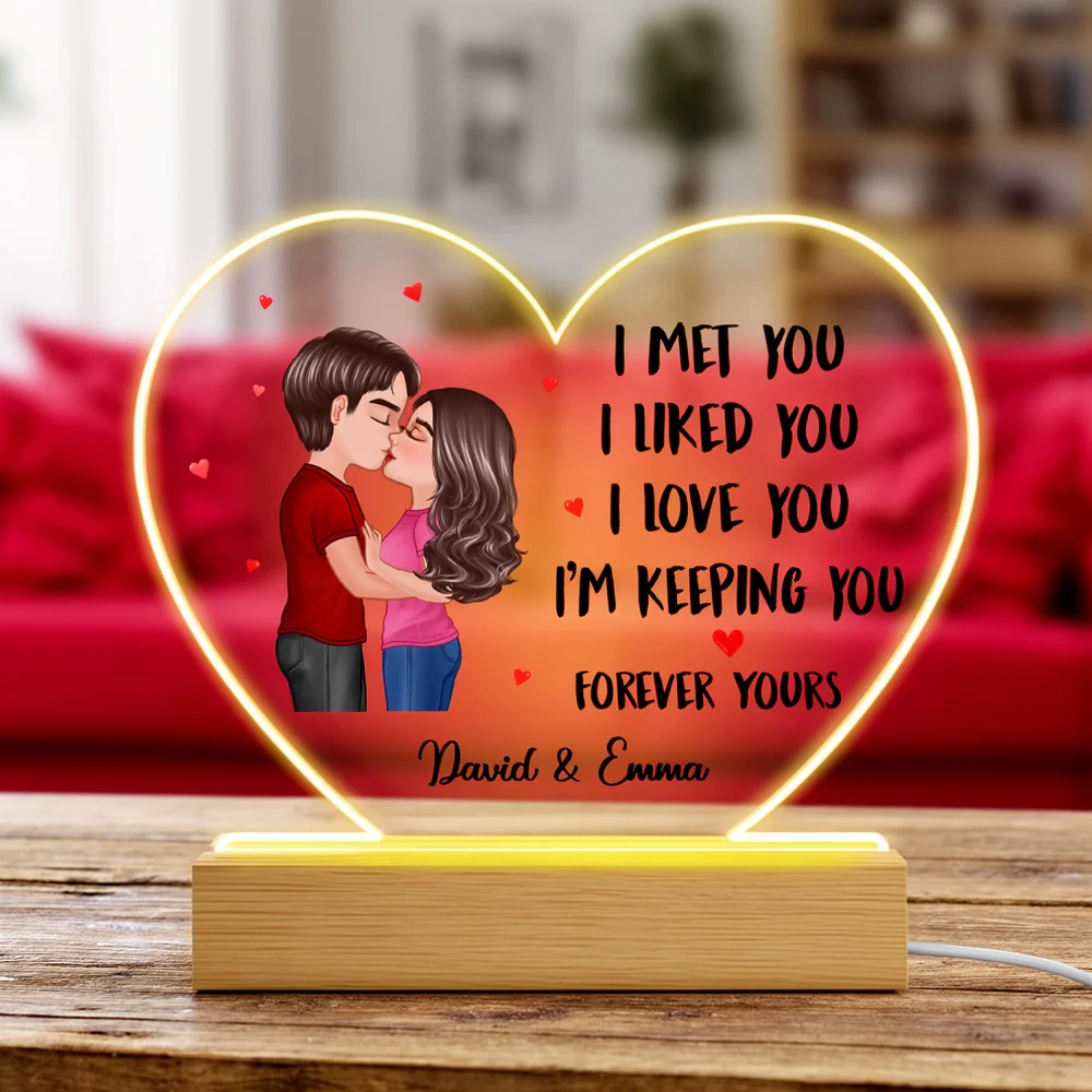Personalized LED Light Plaque with Kissing Couple Illustration, Romantic Room Accent, Unique Gift for Wife or Husband - Image 5