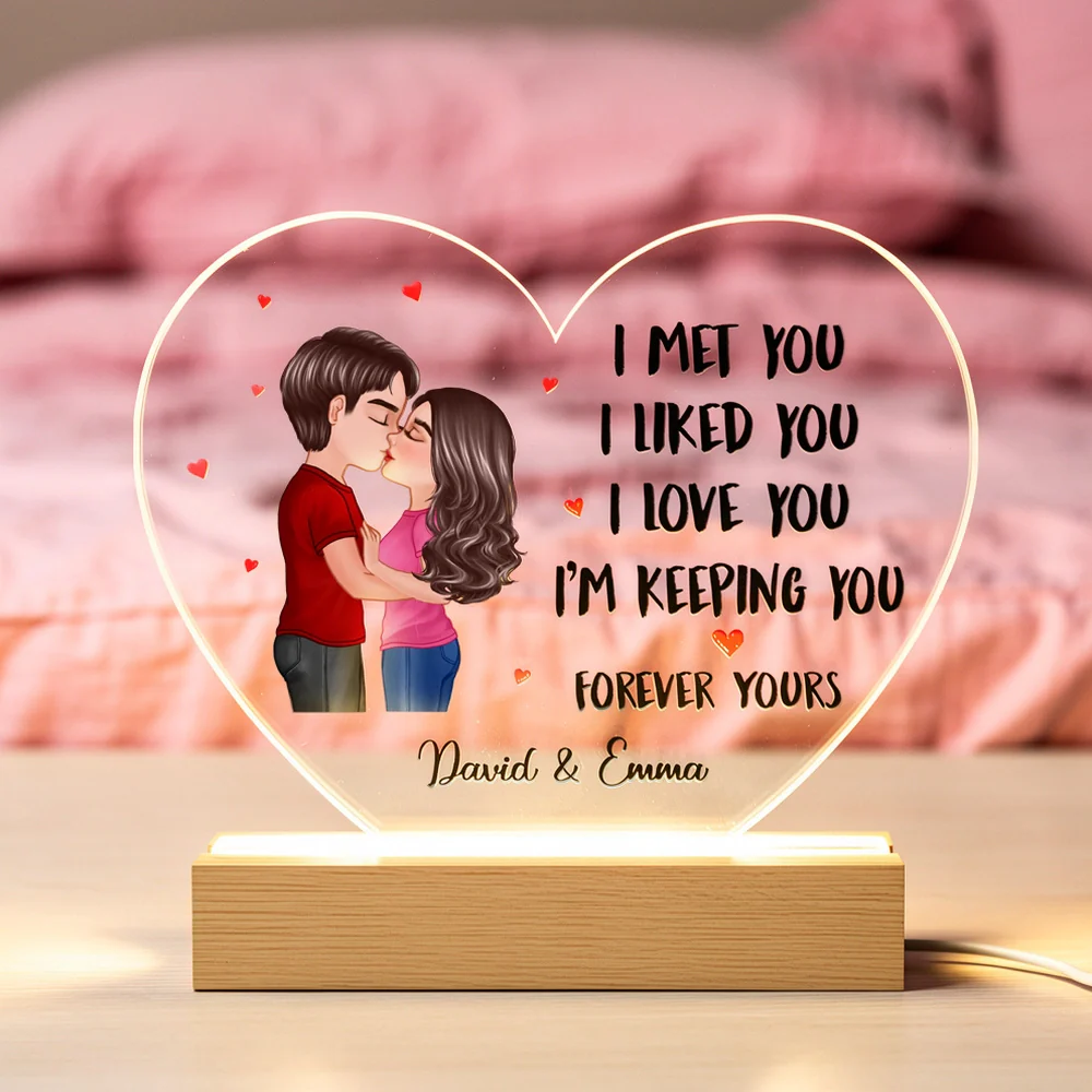 Personalized LED Light Plaque with Kissing Couple Illustration, Romantic Room Accent, Unique Gift for Wife or Husband - Image 6