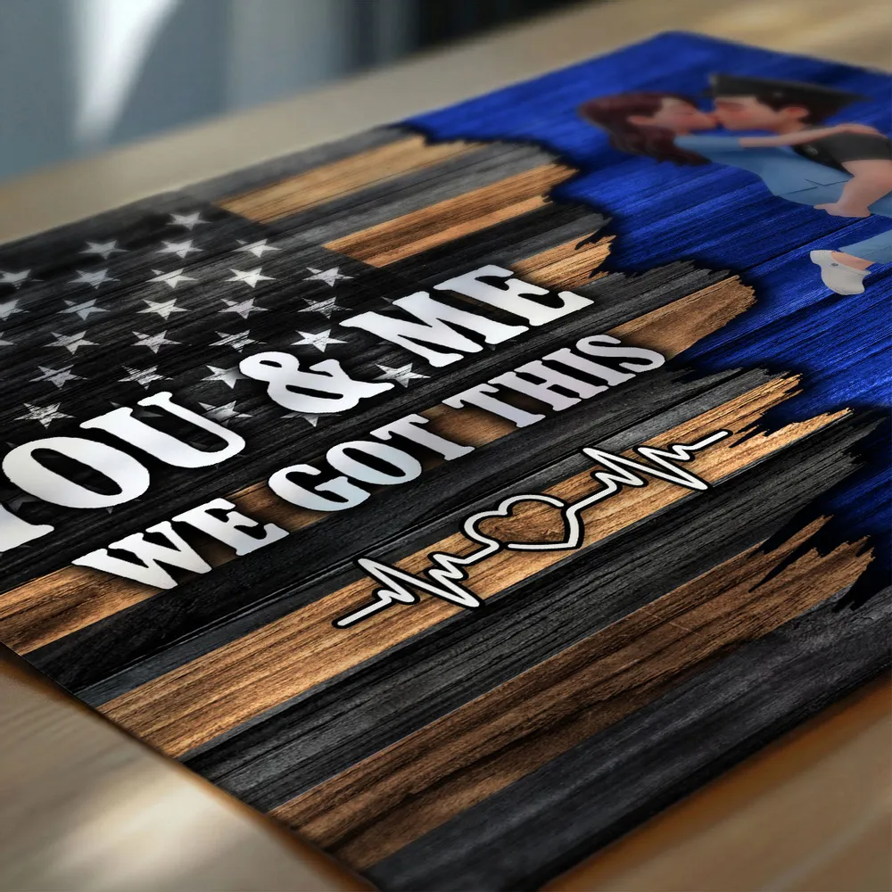 Personalized Police Couple Poster, Kissing Embrace, You & Me We Got This, Unique Gift for Him or Her - Image 4