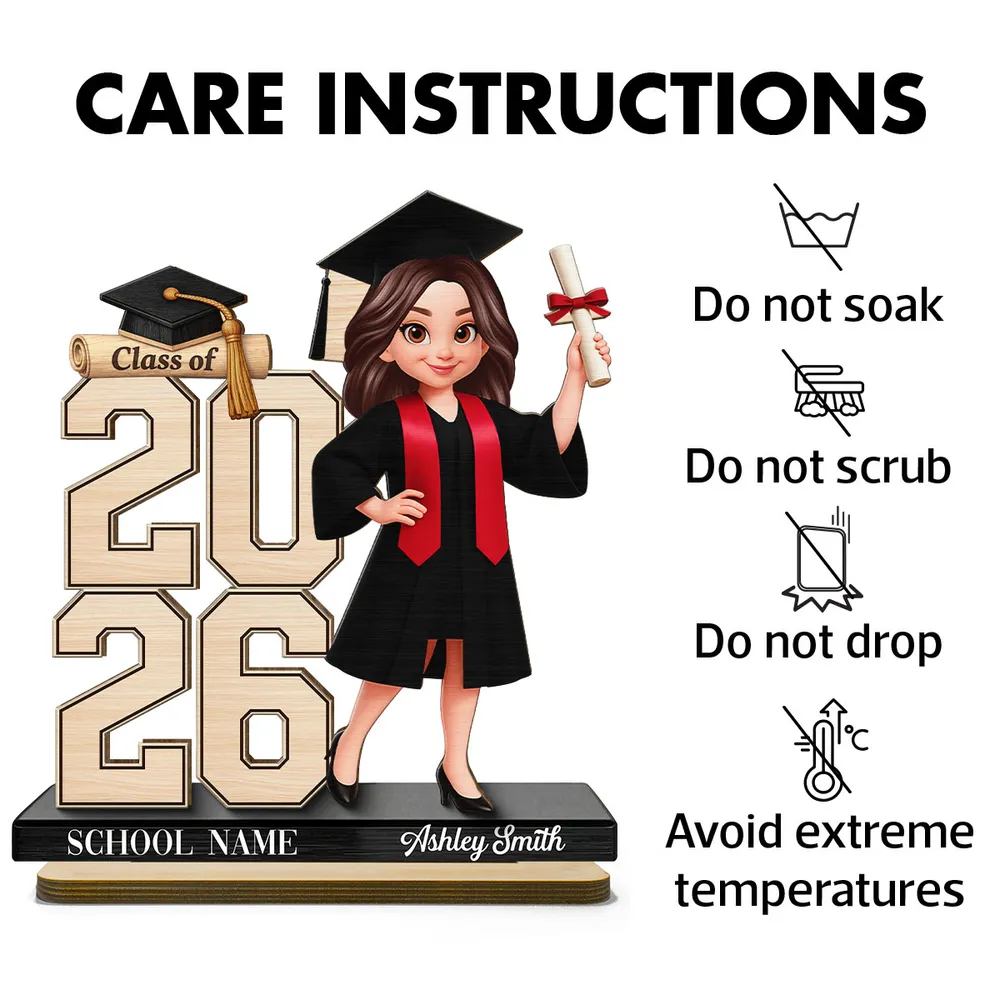 Custom Graduation Girl Character 2-Layer Wooden Plaque, Class Year Keepsake for Living Room Display, Thoughtful Gift - Image 5