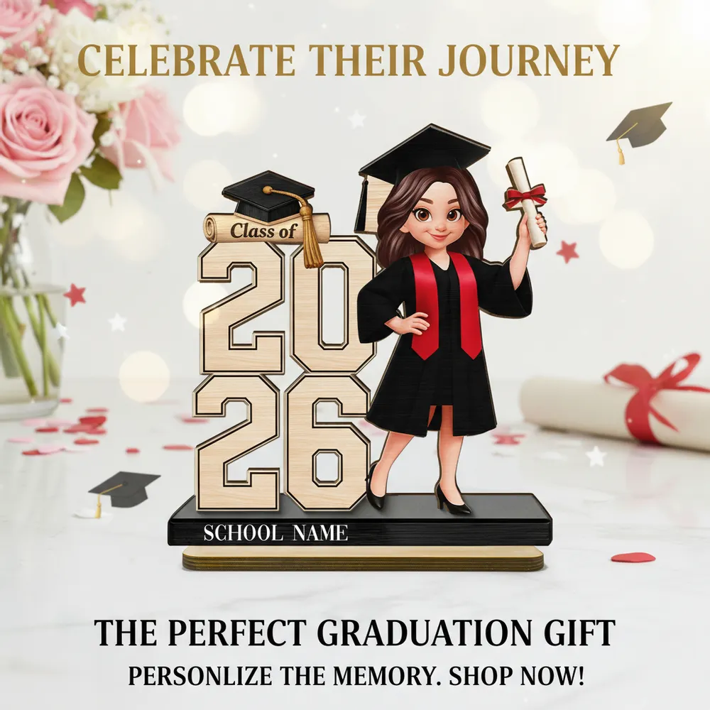 Custom Graduation Girl Character 2-Layer Wooden Plaque, Class Year Keepsake for Living Room Display, Thoughtful Gift - Image 6