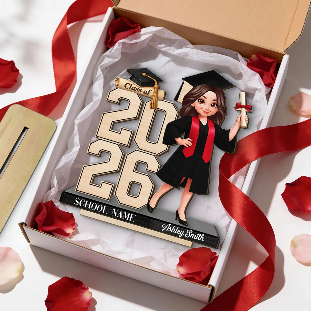 Custom Graduation Girl Character 2-Layer Wooden Plaque, Class Year Keepsake for Living Room Display, Thoughtful Gift - Image 7