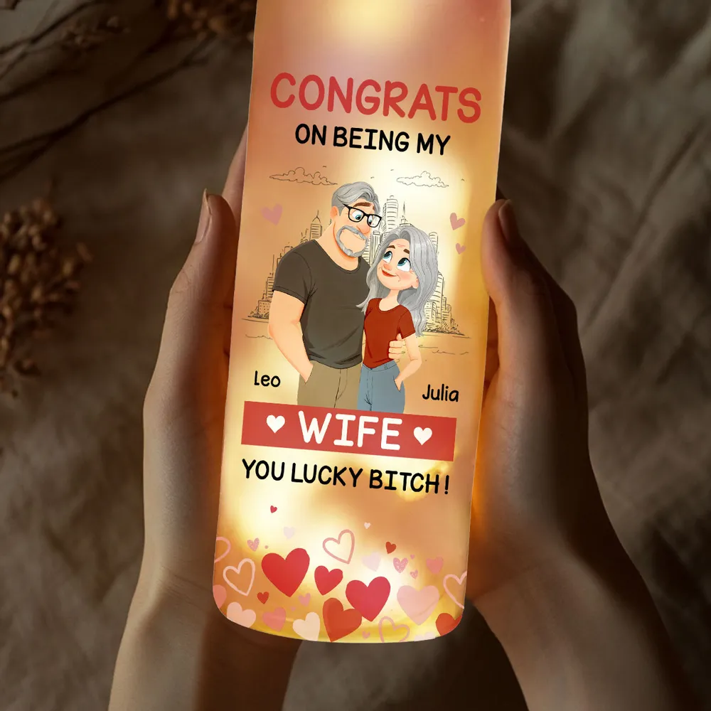 Personalized Bottle Lamp with Funny Girlfriend Cartoon, Warm Glow Bedroom Accent, Unique Gift for Girlfriend - Image 3