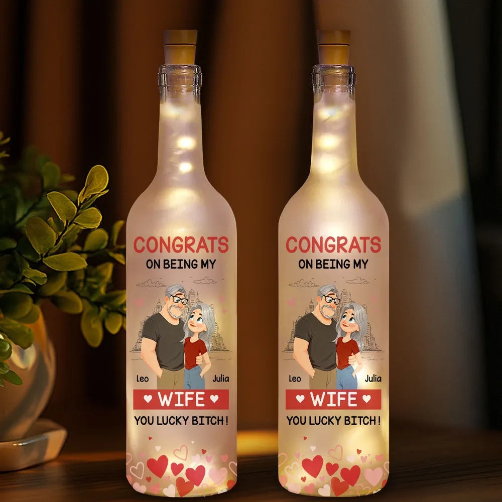 Personalized Bottle Lamp with Funny Girlfriend Cartoon, Warm Glow Bedroom Accent, Unique Gift for Girlfriend - Image 6