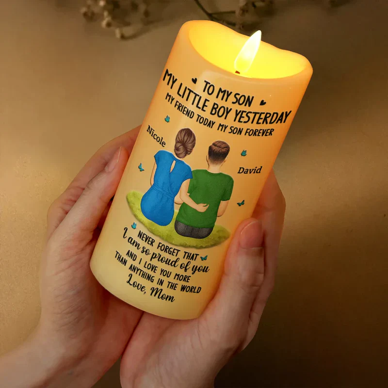 To My Daughter Personalized Flameless LED Candle - Soft Warm Light Sentimental Gift from Mom for Cozy Home Ambiance - Image 3
