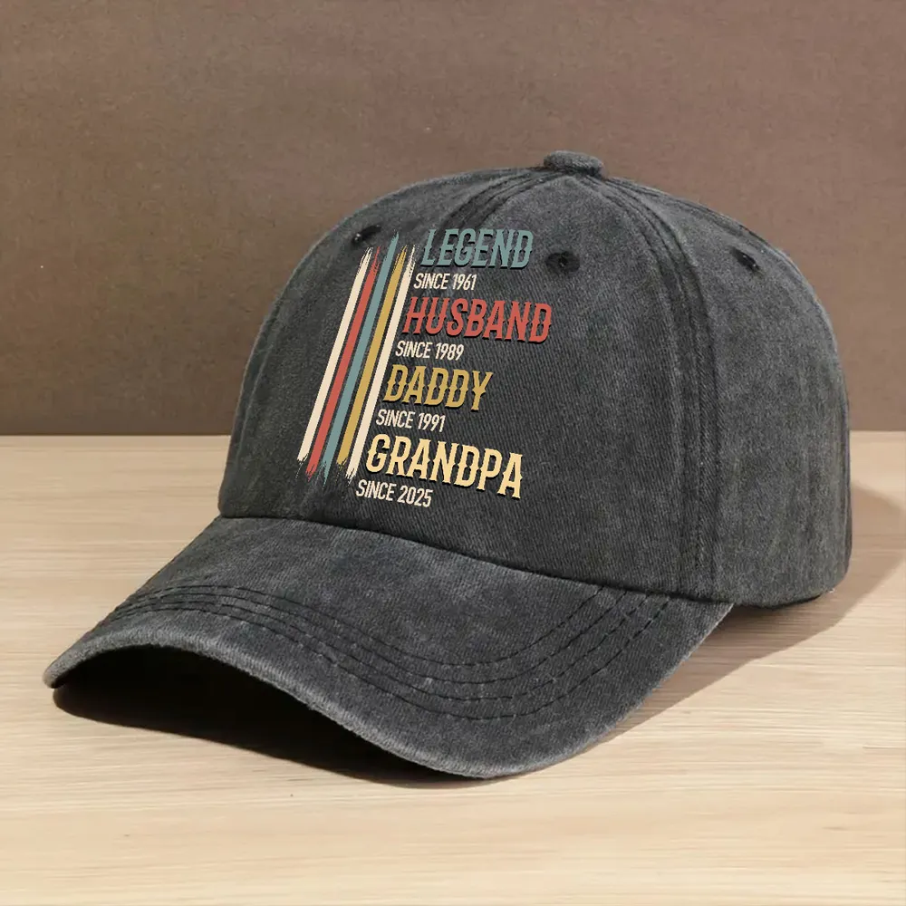 Washed Denim Baseball Cap with Personalized Vintage Legend Message, Everyday Casual Hat for Husband or Grandpa, Thoughtful Gift - Image 2