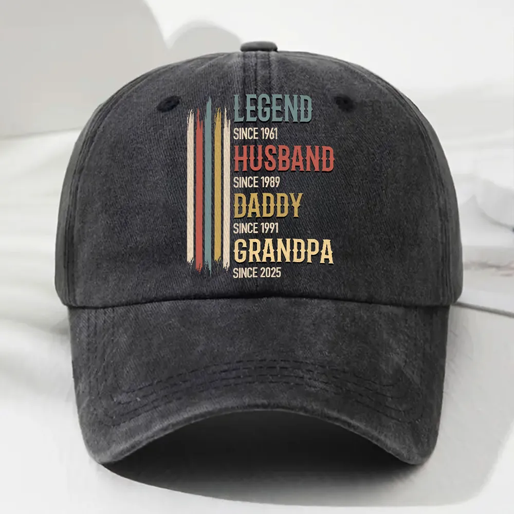Washed Denim Baseball Cap with Personalized Vintage Legend Message, Everyday Casual Hat for Husband or Grandpa, Thoughtful Gift - Image 3