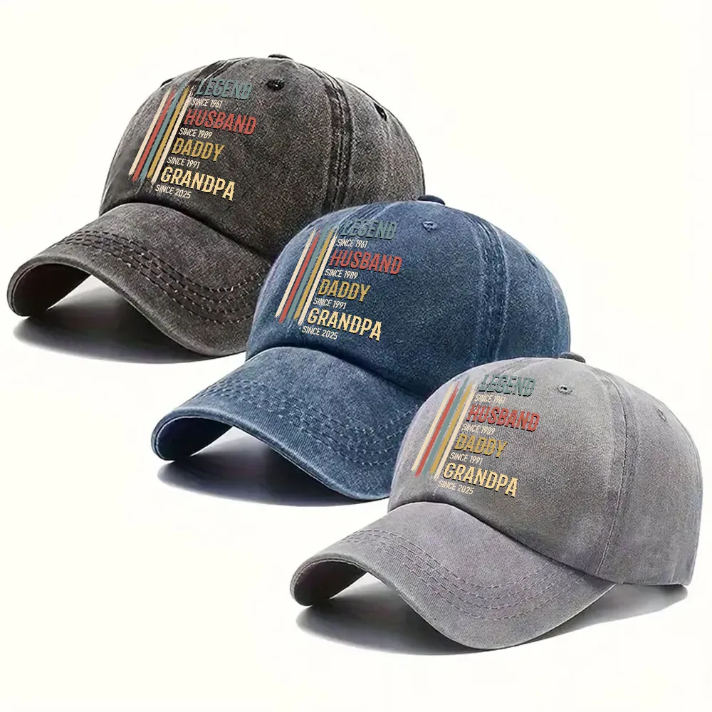 Washed Denim Baseball Cap with Personalized Vintage Legend Message, Everyday Casual Hat for Husband or Grandpa, Thoughtful Gift - Image 5