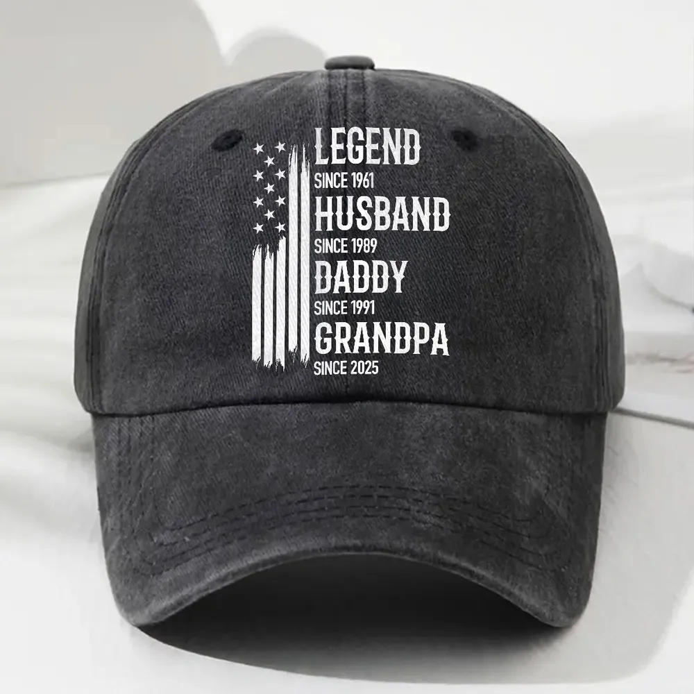 Washed Denim Baseball Cap, Personalized Legend Husband Dad Grandpa Design, Everyday Vintage Look, Creative Gift - Image 3