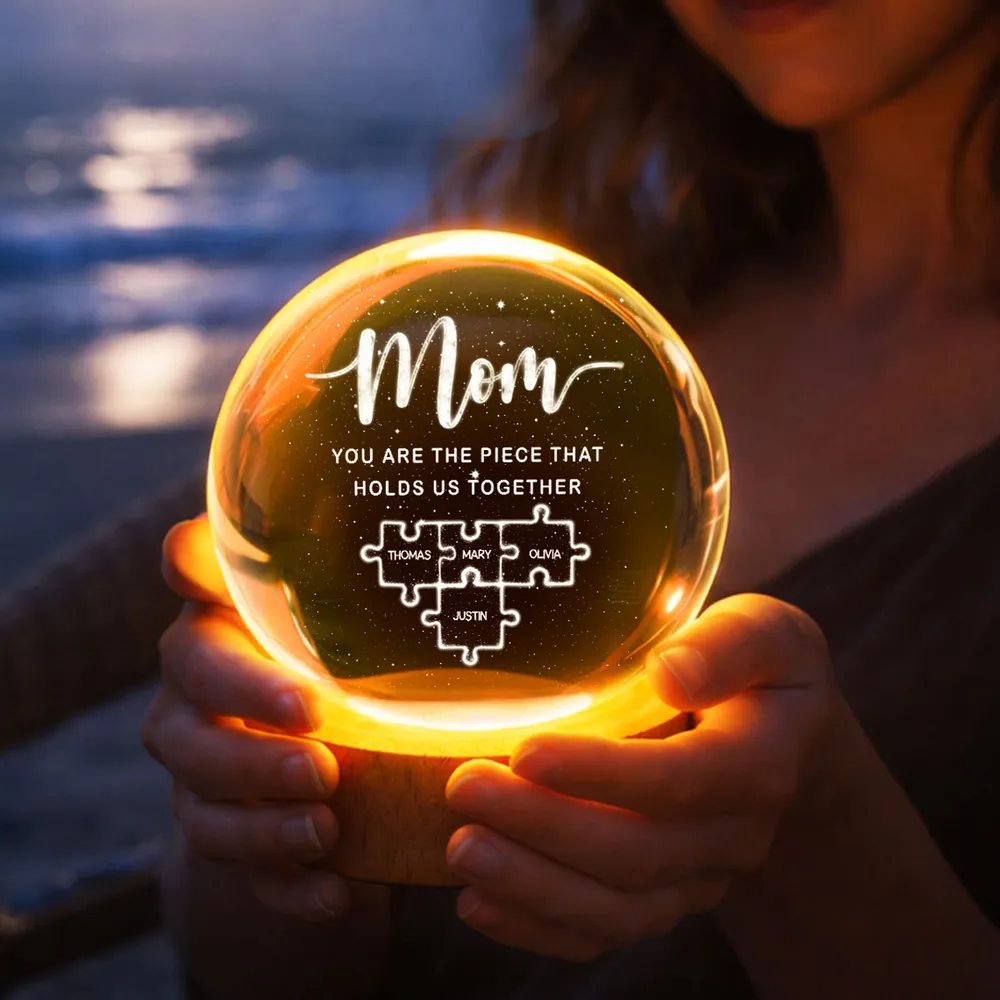 Globe Lamp Personalized for Mom, 'You Are The Piece That Holds Us Together' Puzzle Design, Heartwarming Gift - Image 6