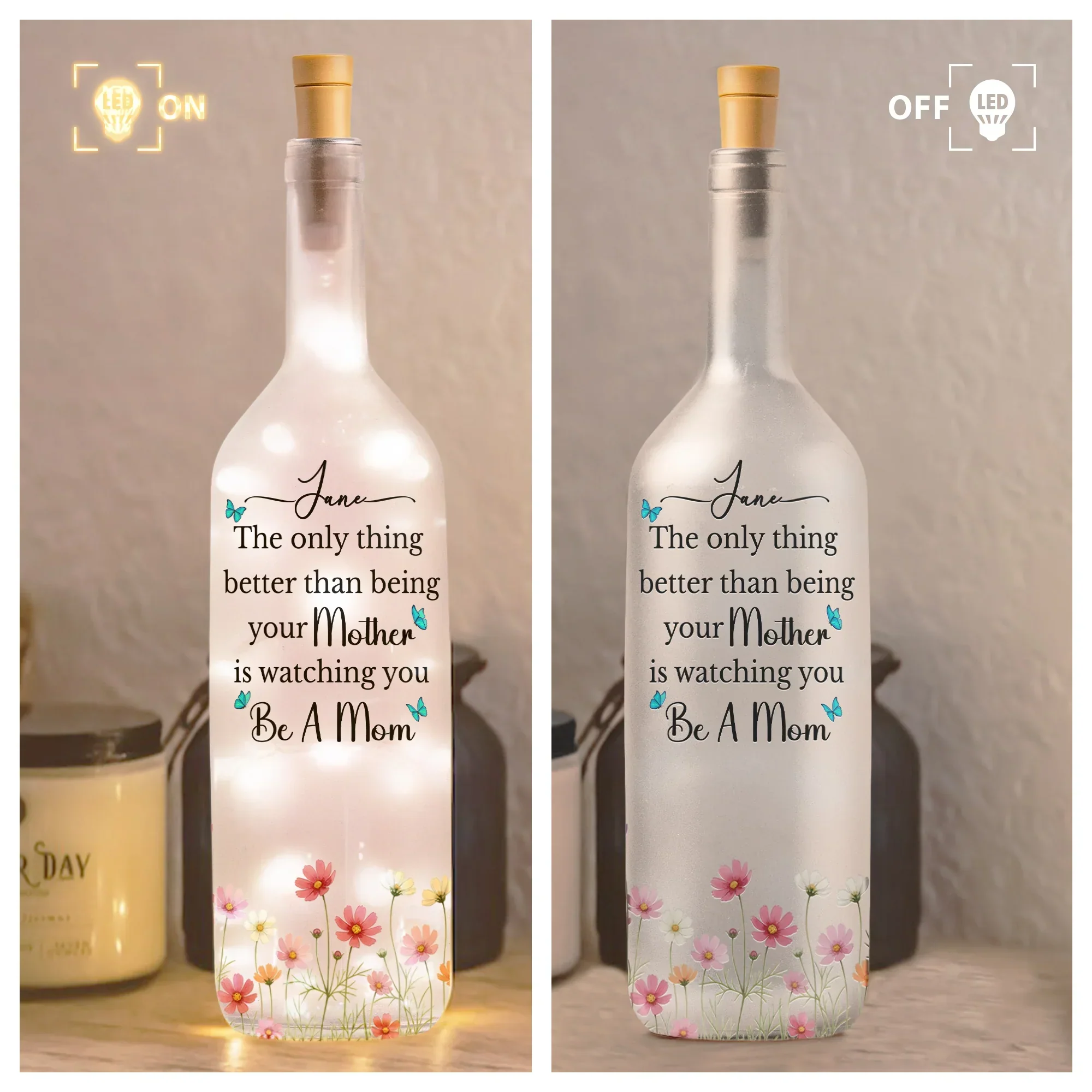 The Only Thing Better Than Being Your Mother Personalized Bottle Lamp, Soft Warm Ambient Light, Thoughtful Gift for Mom - Image 4