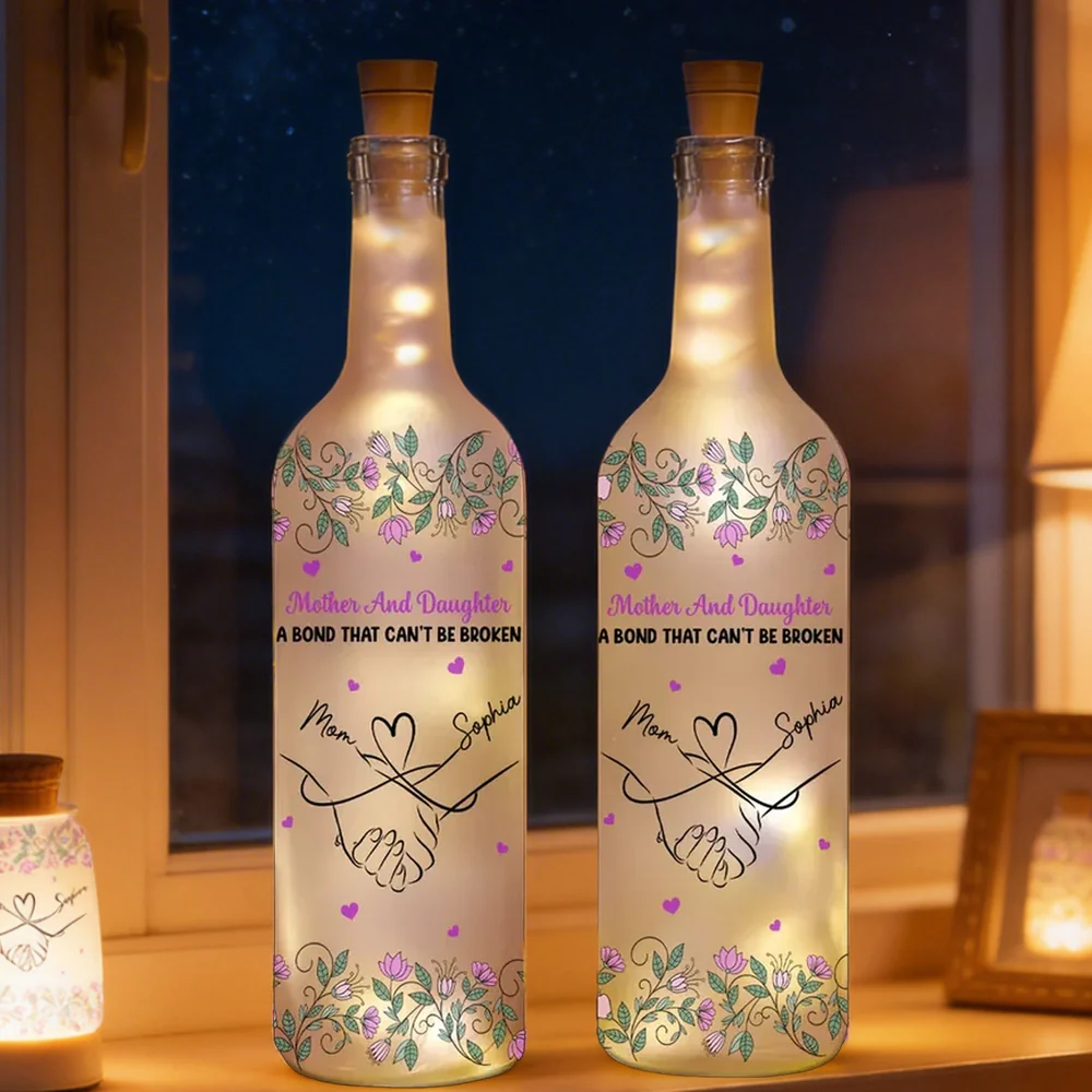 Mother And Daughter Bond Bottle Lamp, Personalized Cozy Ambient Light for Bedroom Decor, Thoughtful Unique Gift
