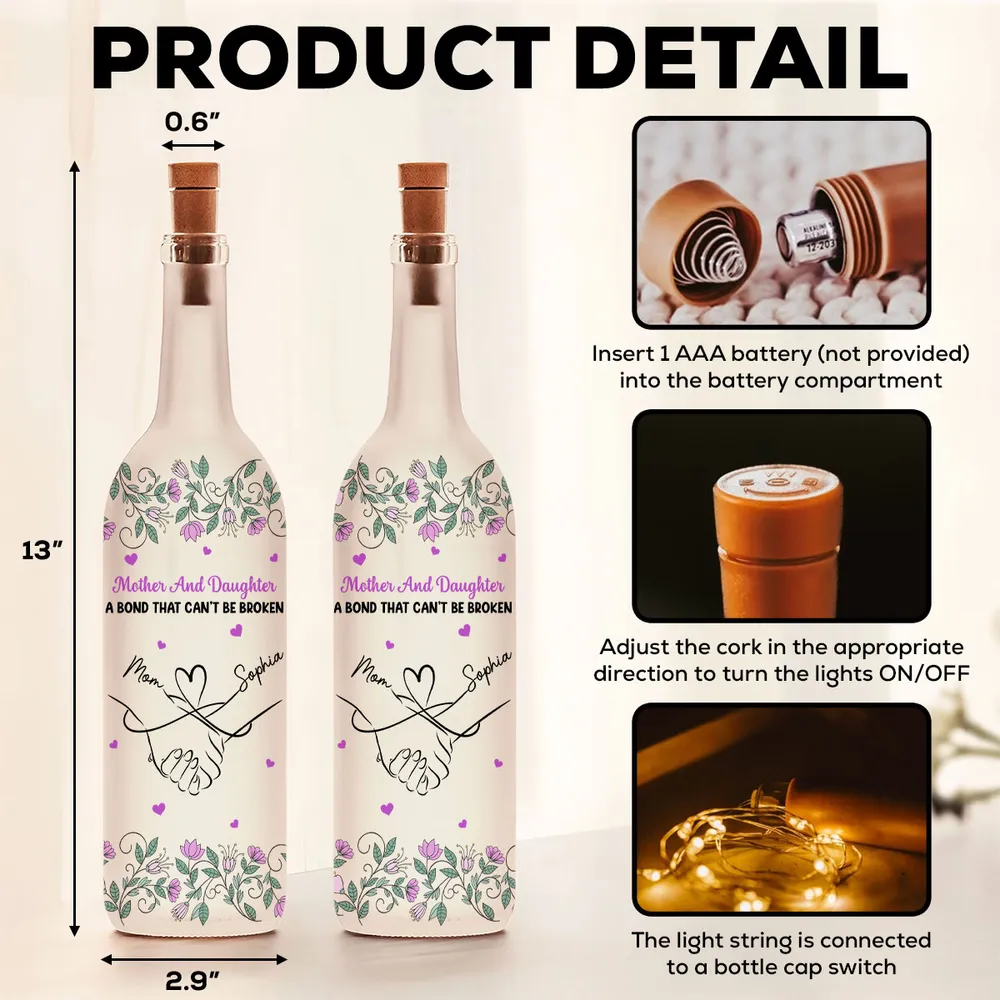 Mother And Daughter Bond Bottle Lamp, Personalized Cozy Ambient Light for Bedroom Decor, Thoughtful Unique Gift - Image 6