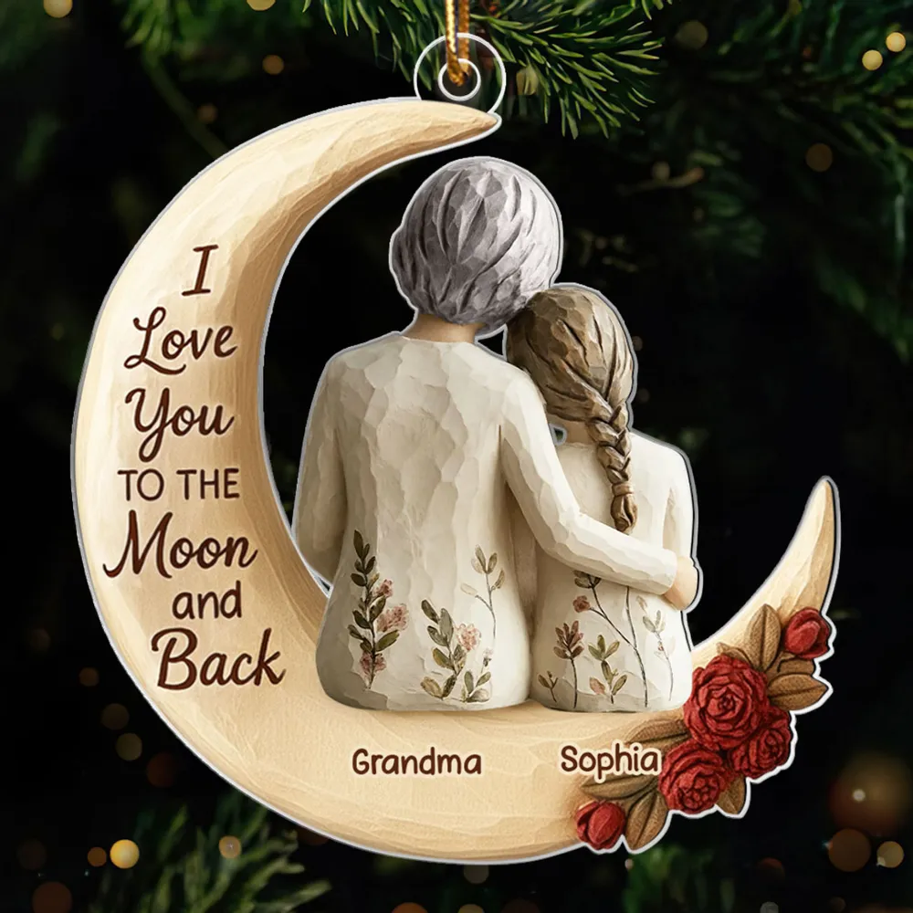 Acrylic Ornament with Grandma and Grandkid Moon Hug Heartwarming Holiday Decor Personalized Unique Gift for Grandma - Image 7