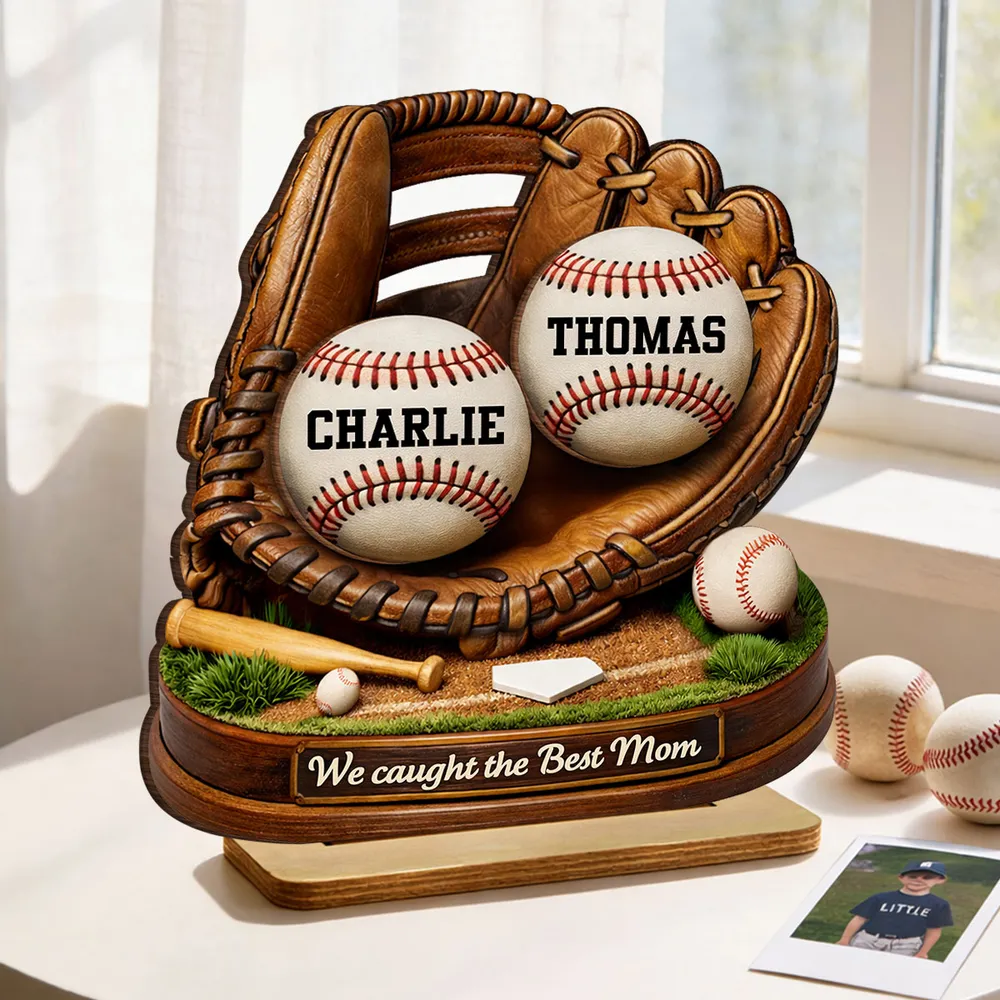 2-Layer Wooden Plaque Sports Mom Keepsake with Baseball Glove Scene, Unique Creative Gift for Mom - Image 8